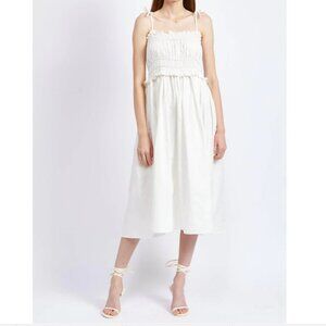 EN SAISON Cotton Poplin Midi Dress In Off White